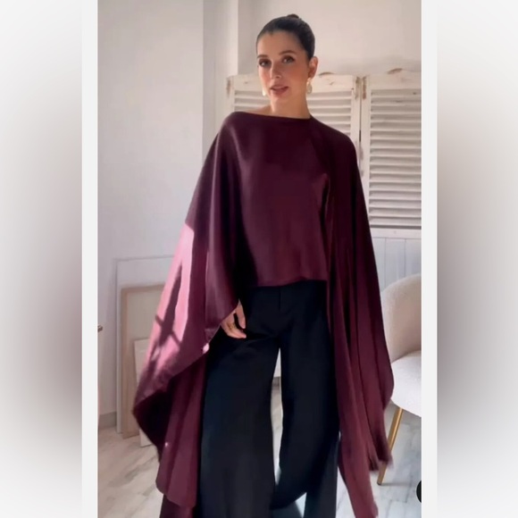 Zara flowing satin cape - Picture 6 of 16